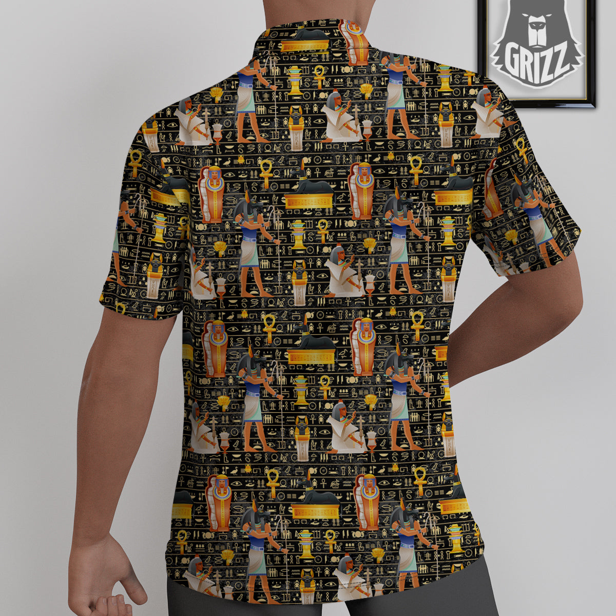 Egyptian Jackal Anubis God Print Pattern Untucked Shirts-grizzshop