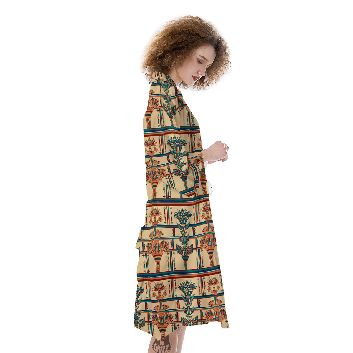 Egyptian Ornament Print Pattern Kimono-grizzshop