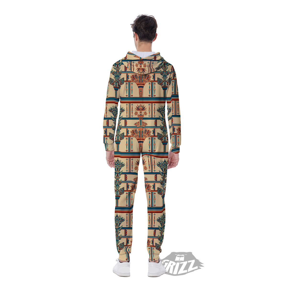 Egyptian Ornament Print Pattern Men's Jumpsuit-grizzshop