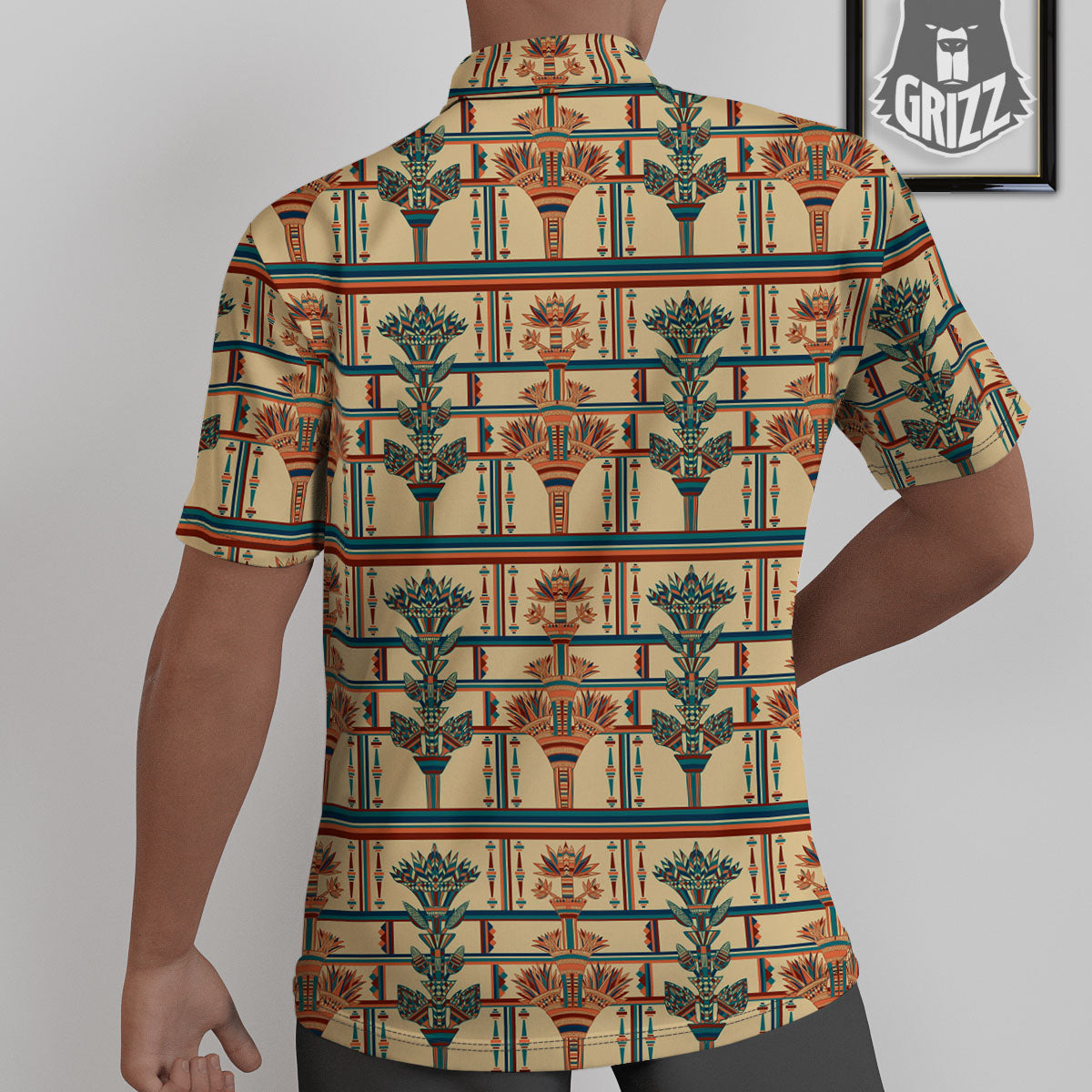 Egyptian Ornament Print Pattern Untucked Shirts-grizzshop