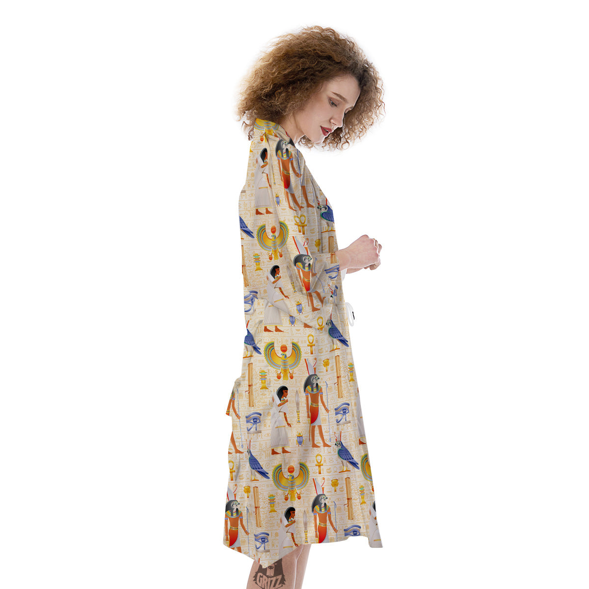 Egyptian Print Pattern Kimono-grizzshop
