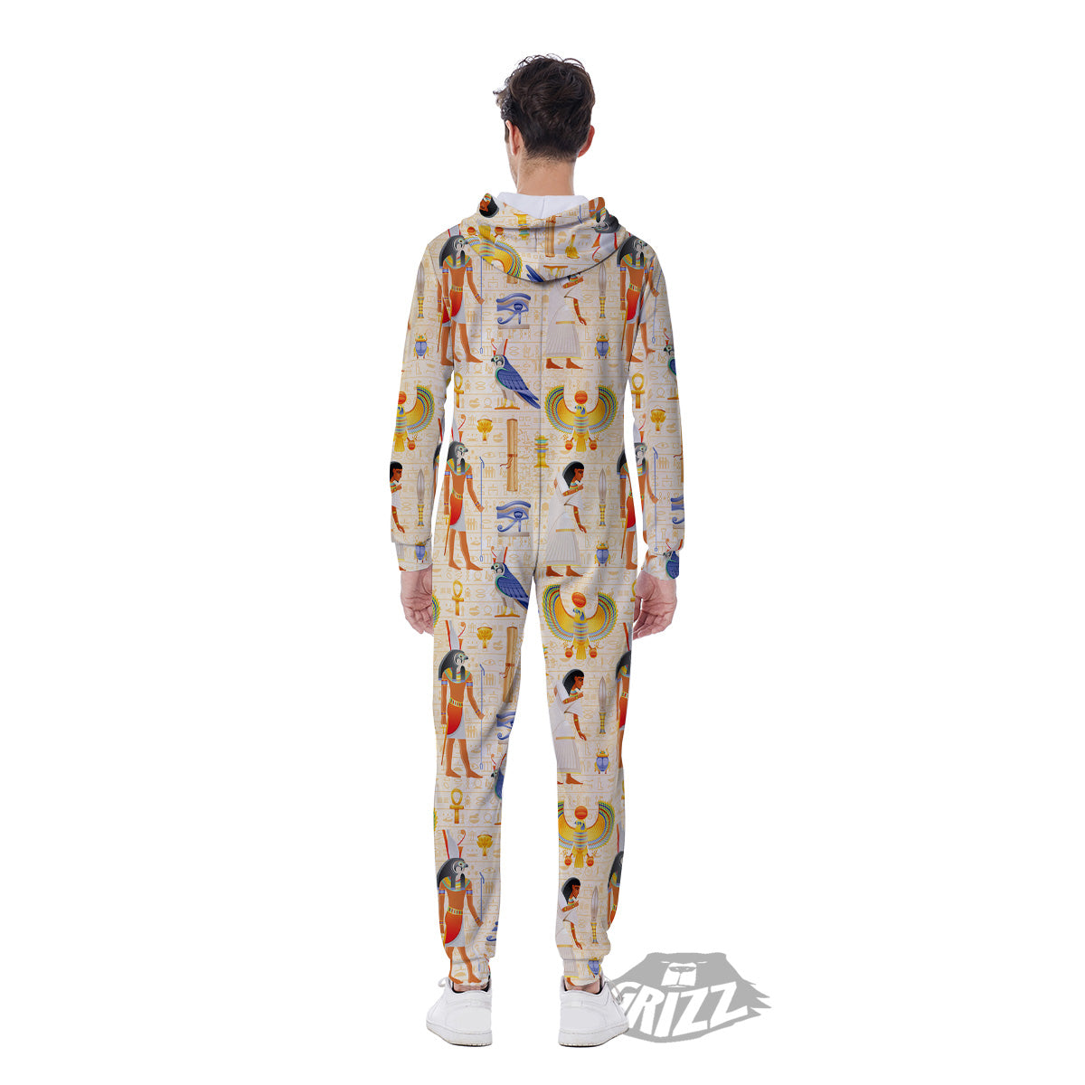 Egyptian Print Pattern Men's Jumpsuit-grizzshop