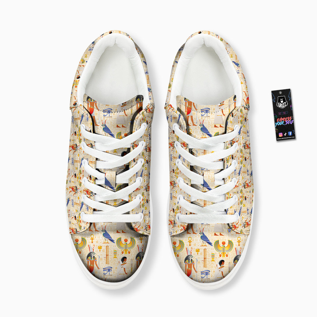 Egyptian Print Pattern Platform Shoes-grizzshop