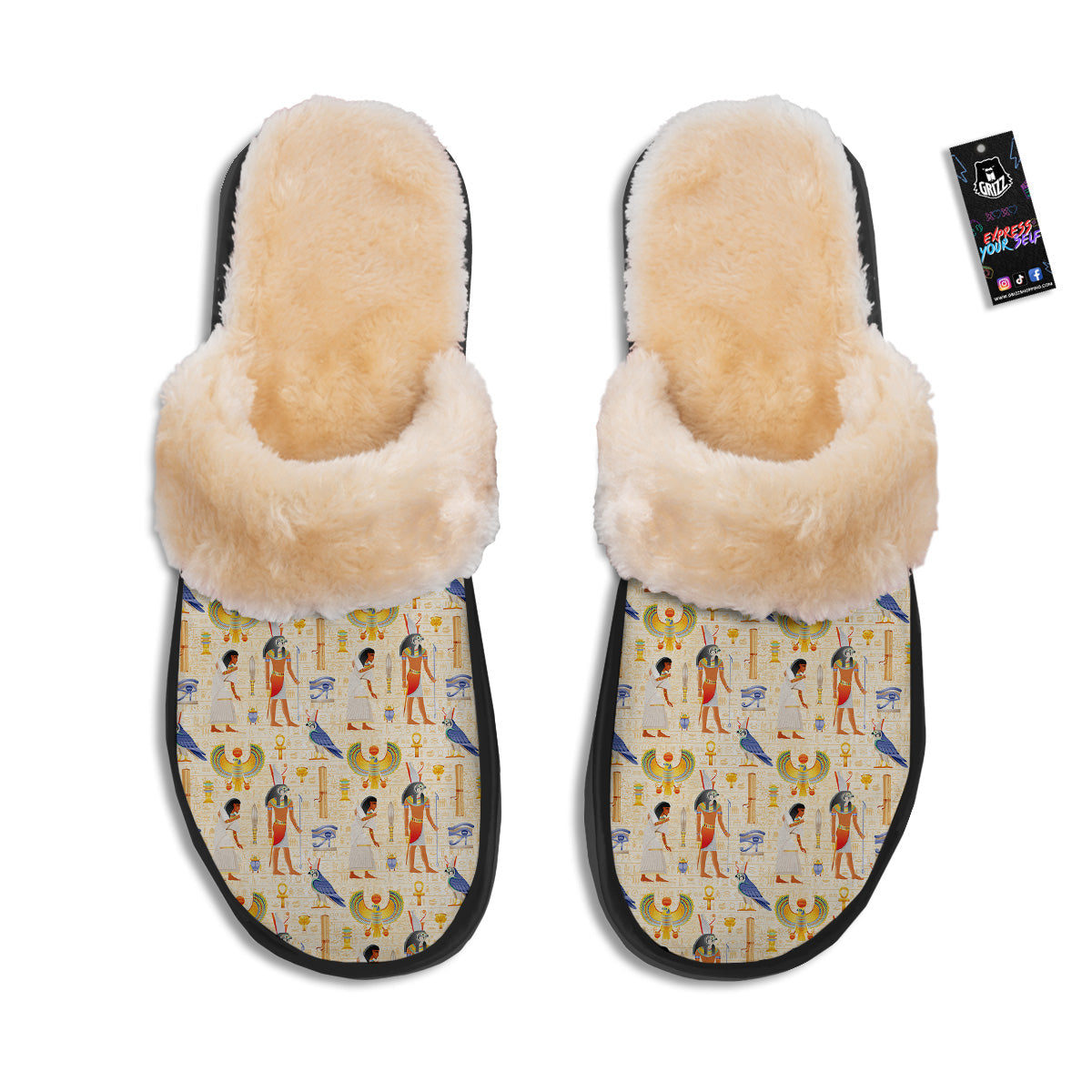 Egyptian Print Pattern Slippers-grizzshop