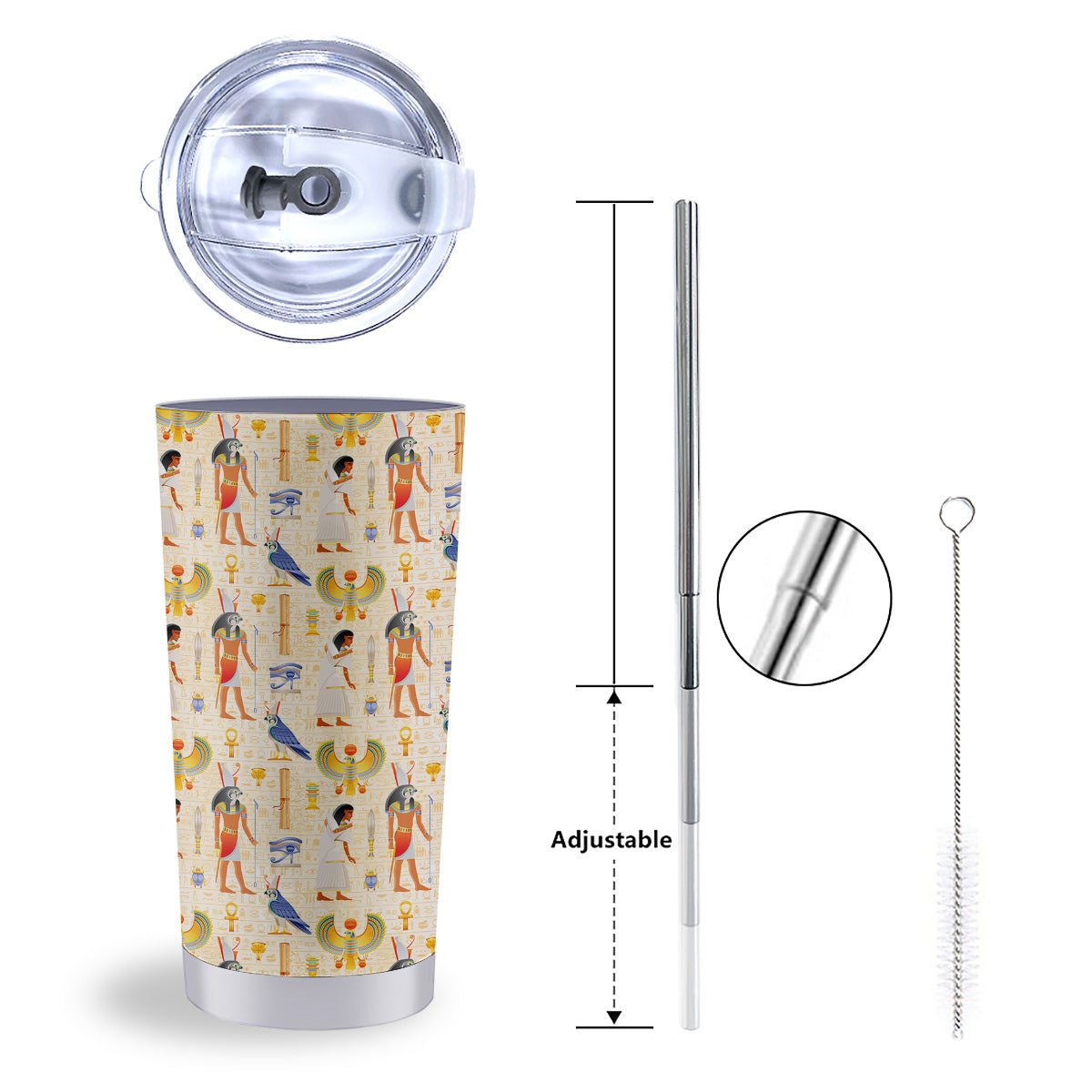 Egyptian Print Pattern Tumbler-grizzshop
