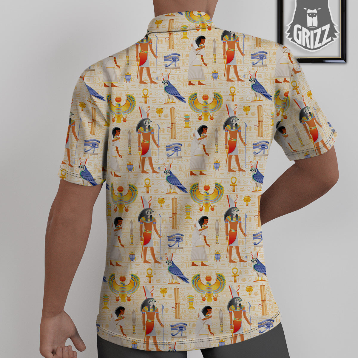 Egyptian Print Pattern Untucked Shirts-grizzshop
