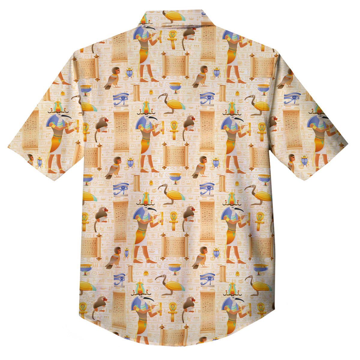 Egyptian Thoth Print Pattern Button Up Shirt-grizzshop
