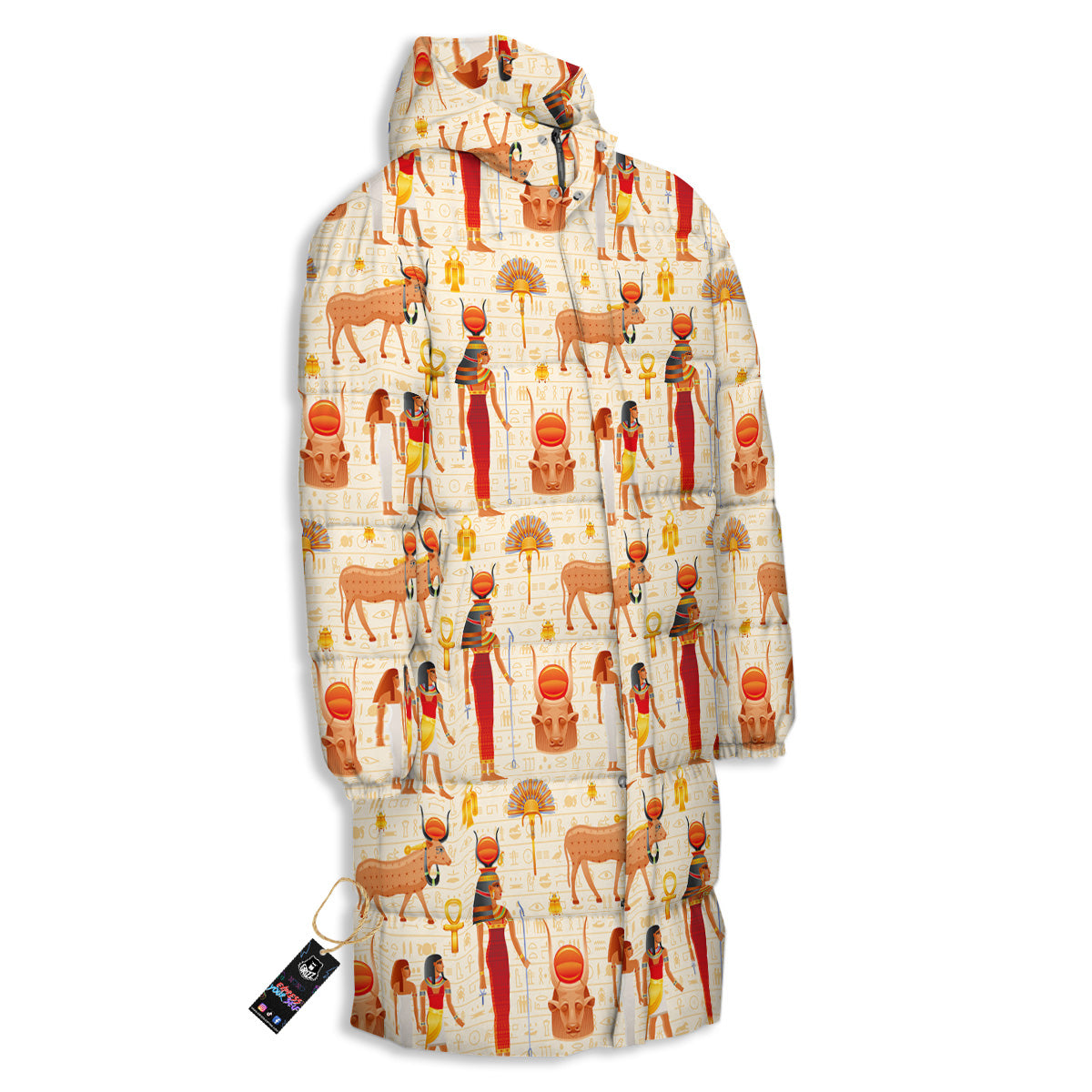 Egyptian Cow Hathor Goddess Print Pattern Long Down Jacket