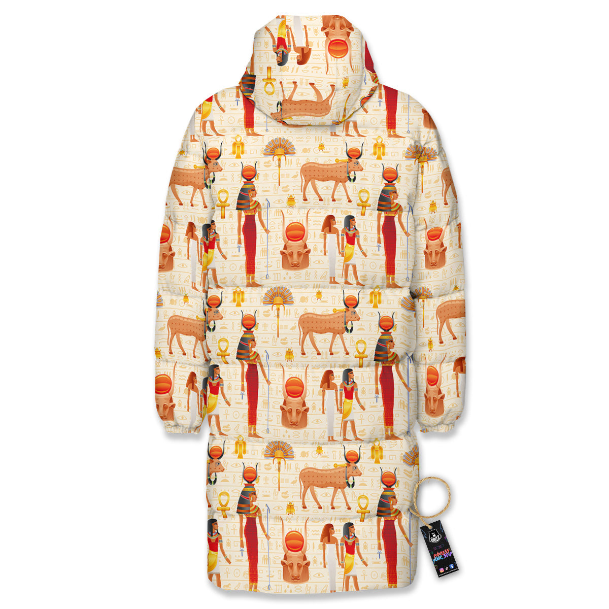 Egyptian Cow Hathor Goddess Print Pattern Long Down Jacket