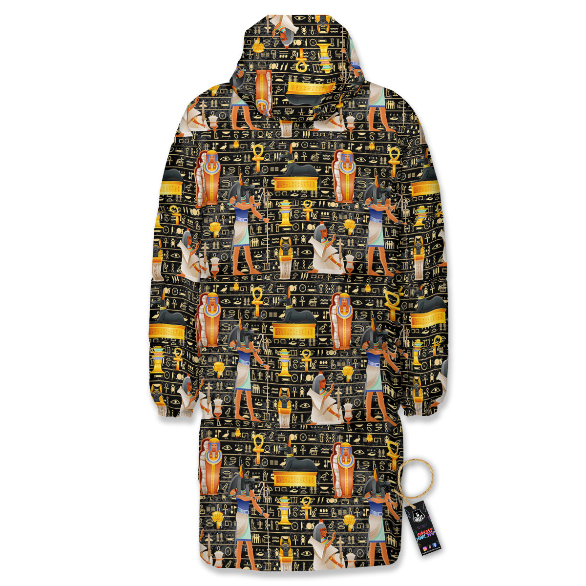 Egyptian Jackal Anubis God Print Pattern Long Down Jacket