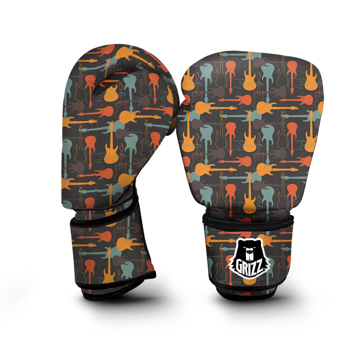Electric Guitar Colorful Pattern Print Boxing Gloves-grizzshop