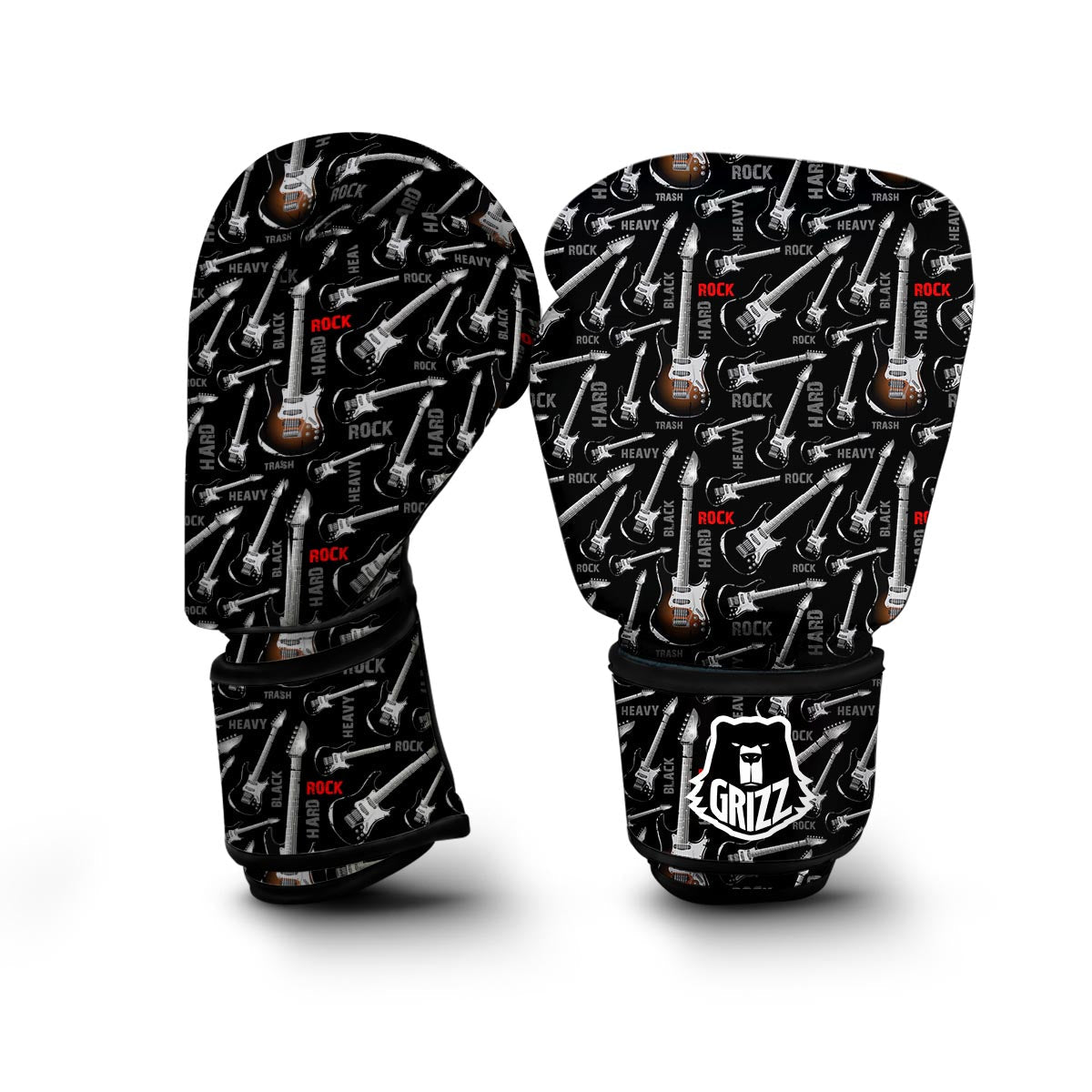 Electric Guitar Pattern Print Boxing Gloves-grizzshop