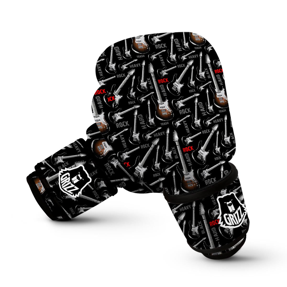 Electric Guitar Pattern Print Boxing Gloves-grizzshop
