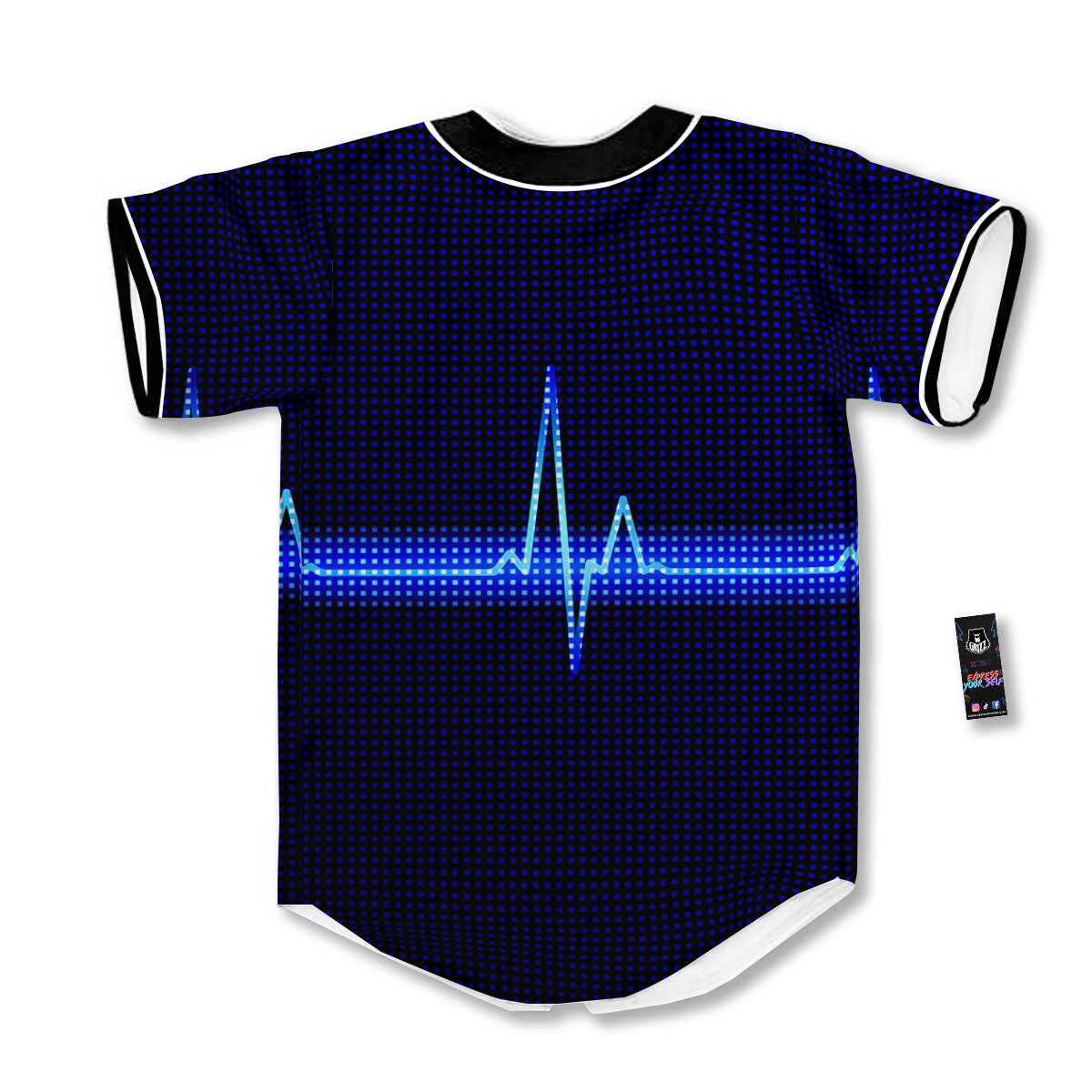 Electrocardiogram Heartbeat Print Baseball Jersey-grizzshop