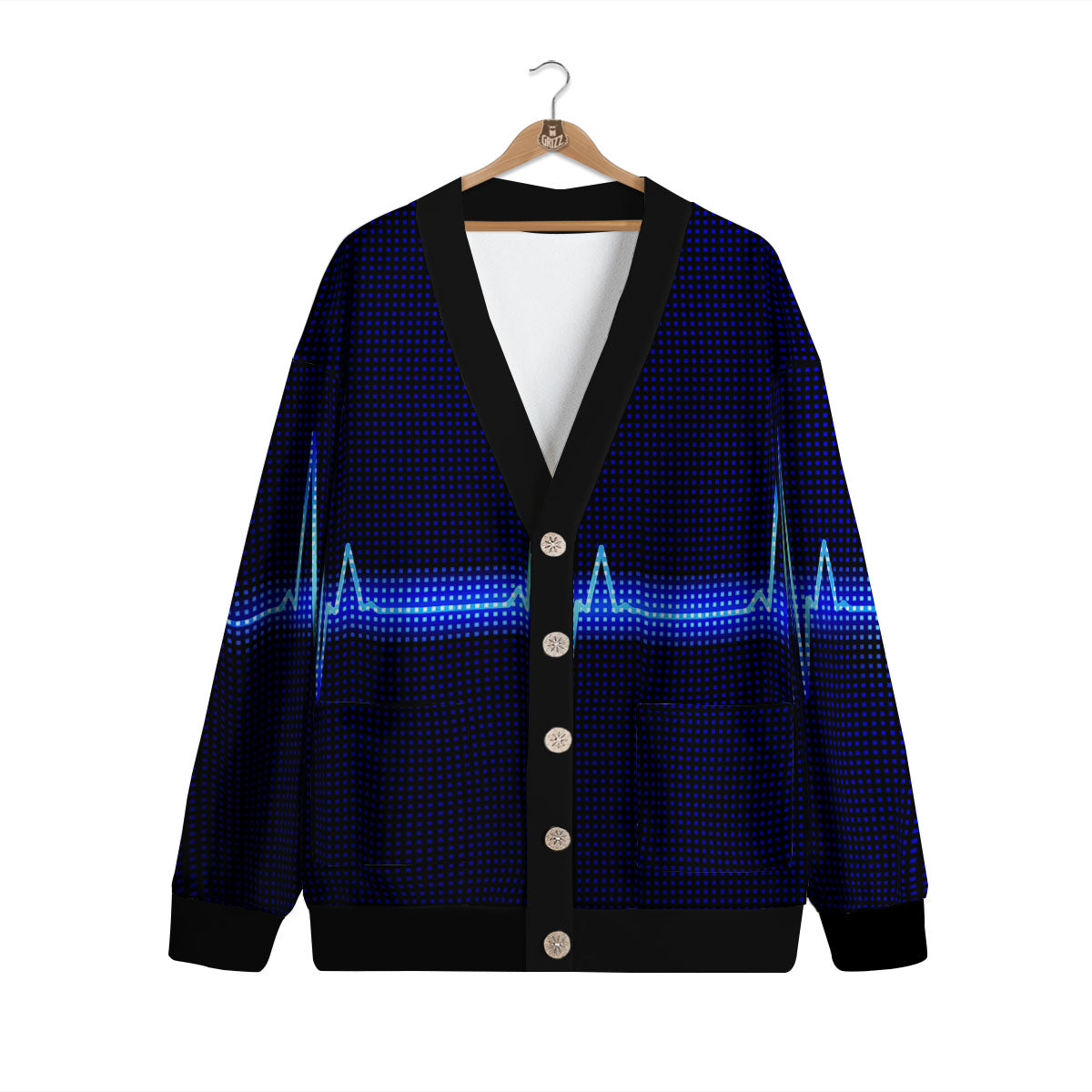 Electrocardiogram Heartbeat Print Cardigan-grizzshop