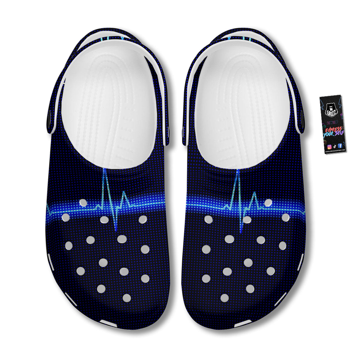 Electrocardiogram Heartbeat Print Clog-grizzshop