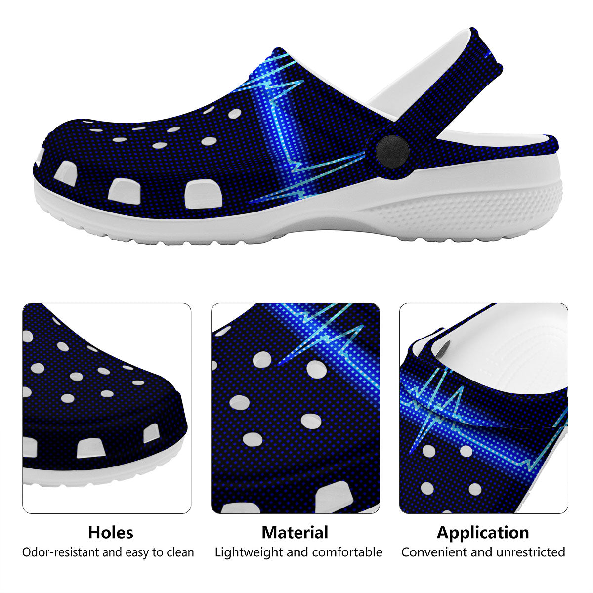Electrocardiogram Heartbeat Print Clog-grizzshop