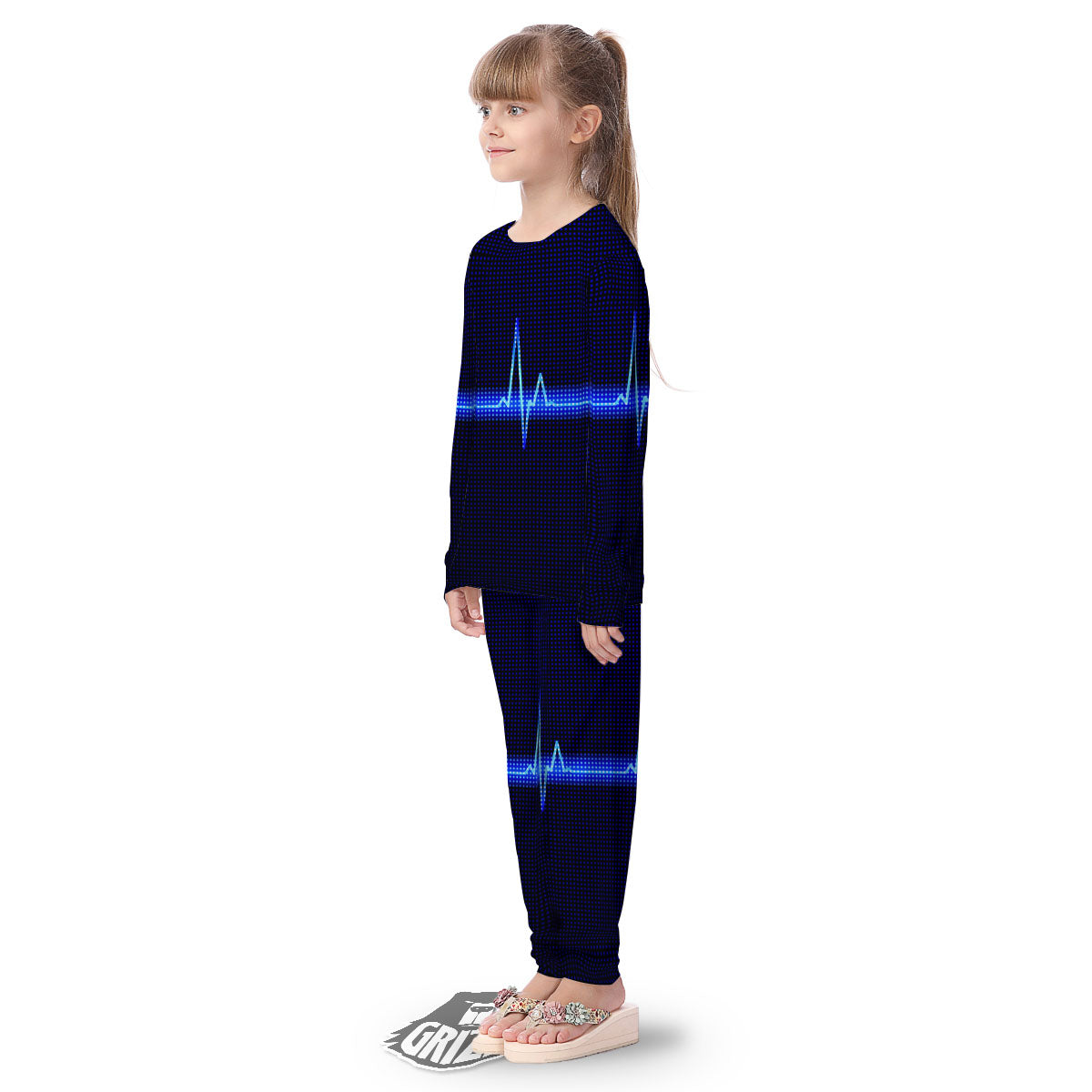 Electrocardiogram Heartbeat Print Kid's Pajamas-grizzshop