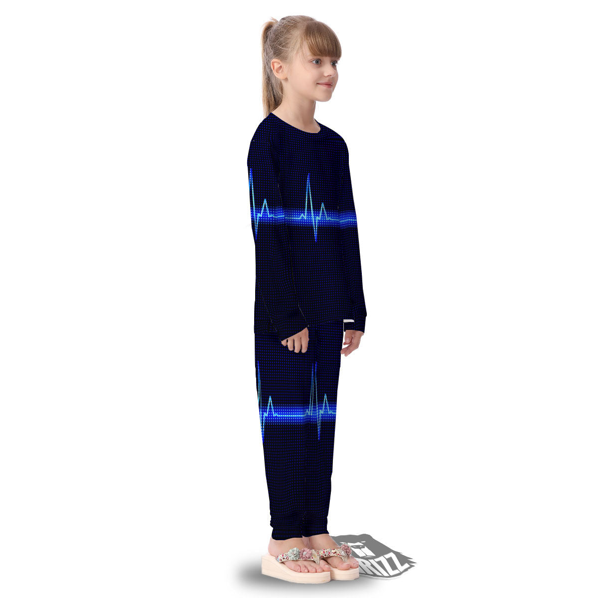 Electrocardiogram Heartbeat Print Kid's Pajamas-grizzshop