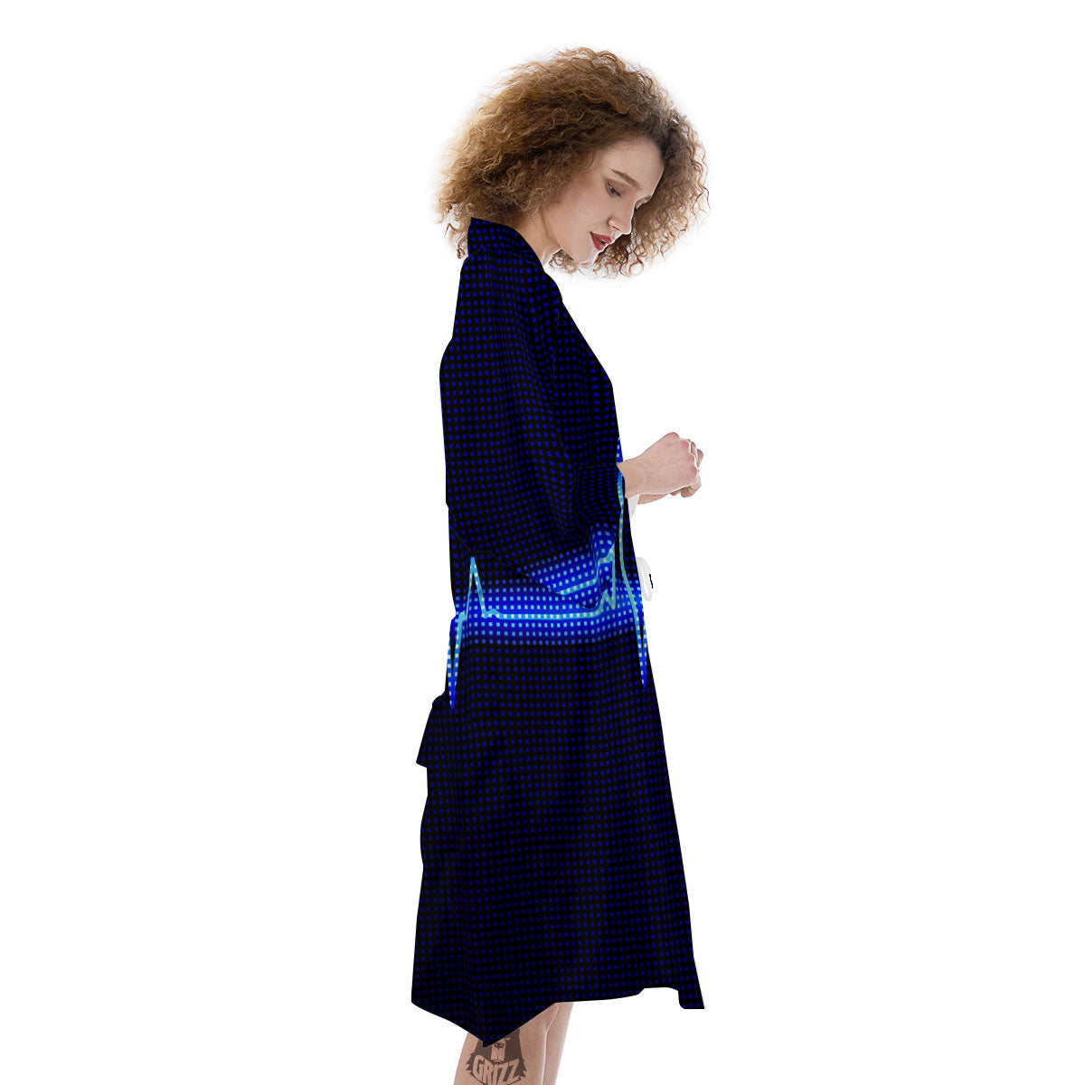 Electrocardiogram Heartbeat Print Kimono-grizzshop