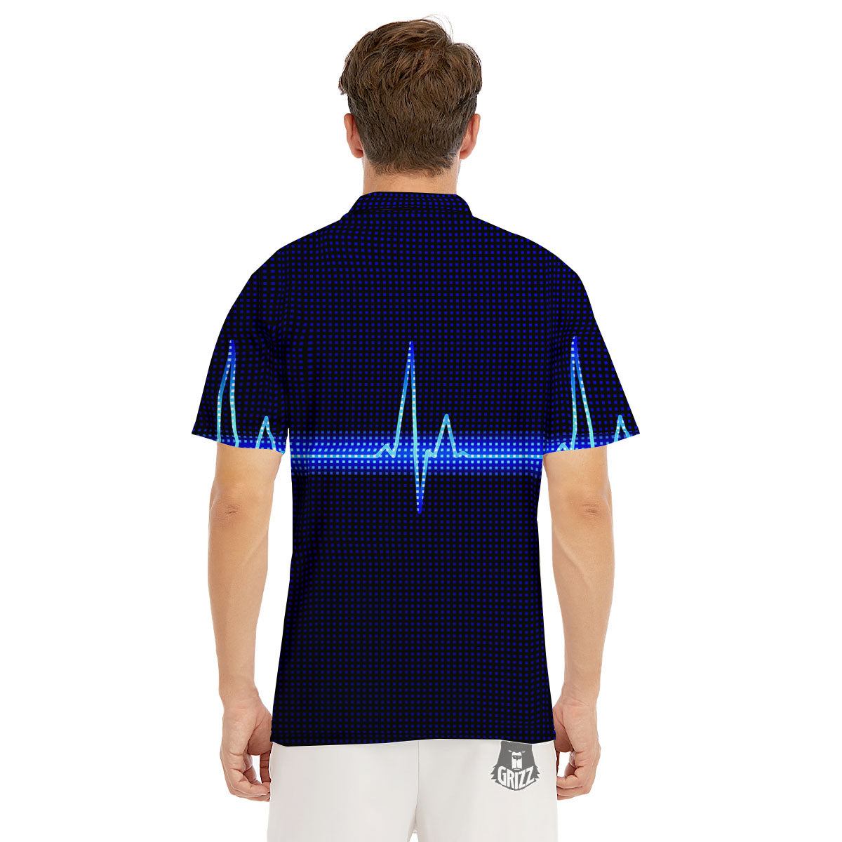 Electrocardiogram Heartbeat Print Men's Golf Shirts-grizzshop