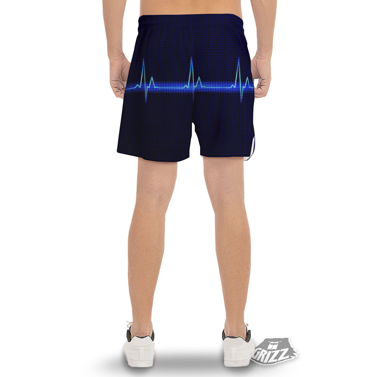 Electrocardiogram Heartbeat Print Men's Gym Shorts-grizzshop