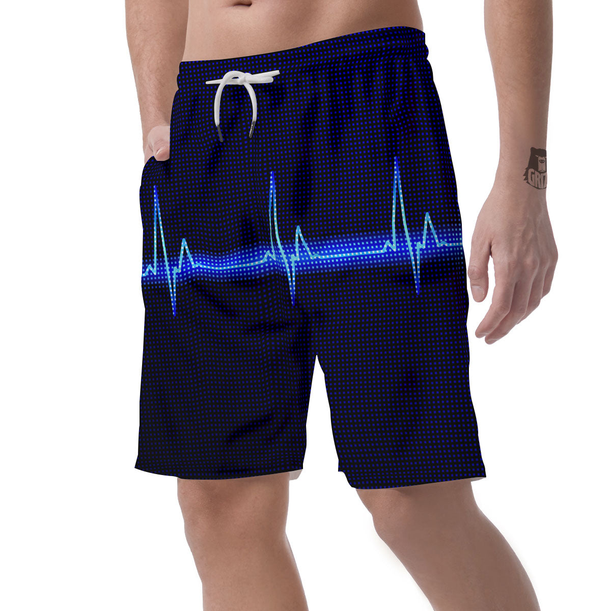 Electrocardiogram Heartbeat Print Men's Shorts-grizzshop
