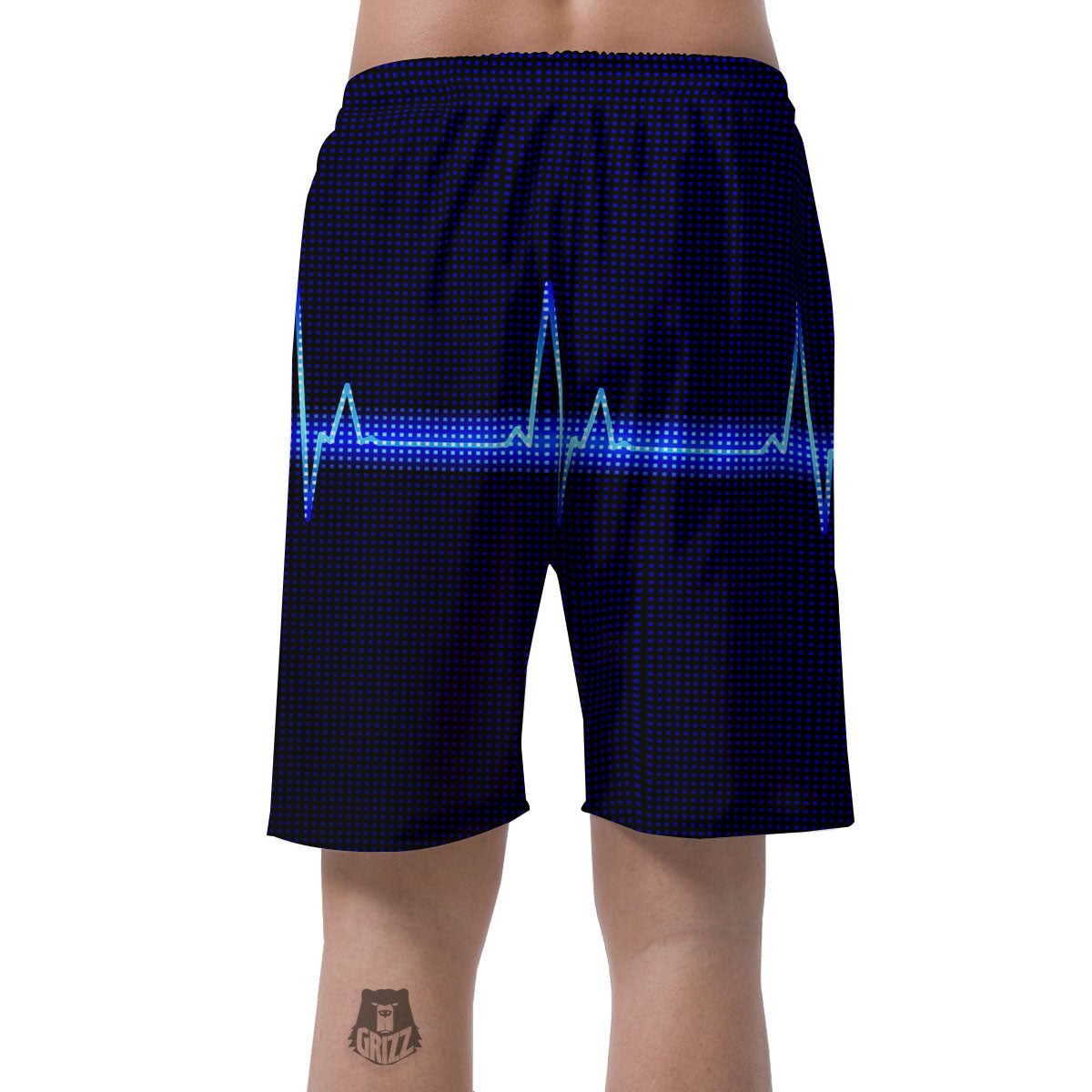 Electrocardiogram Heartbeat Print Men's Shorts-grizzshop