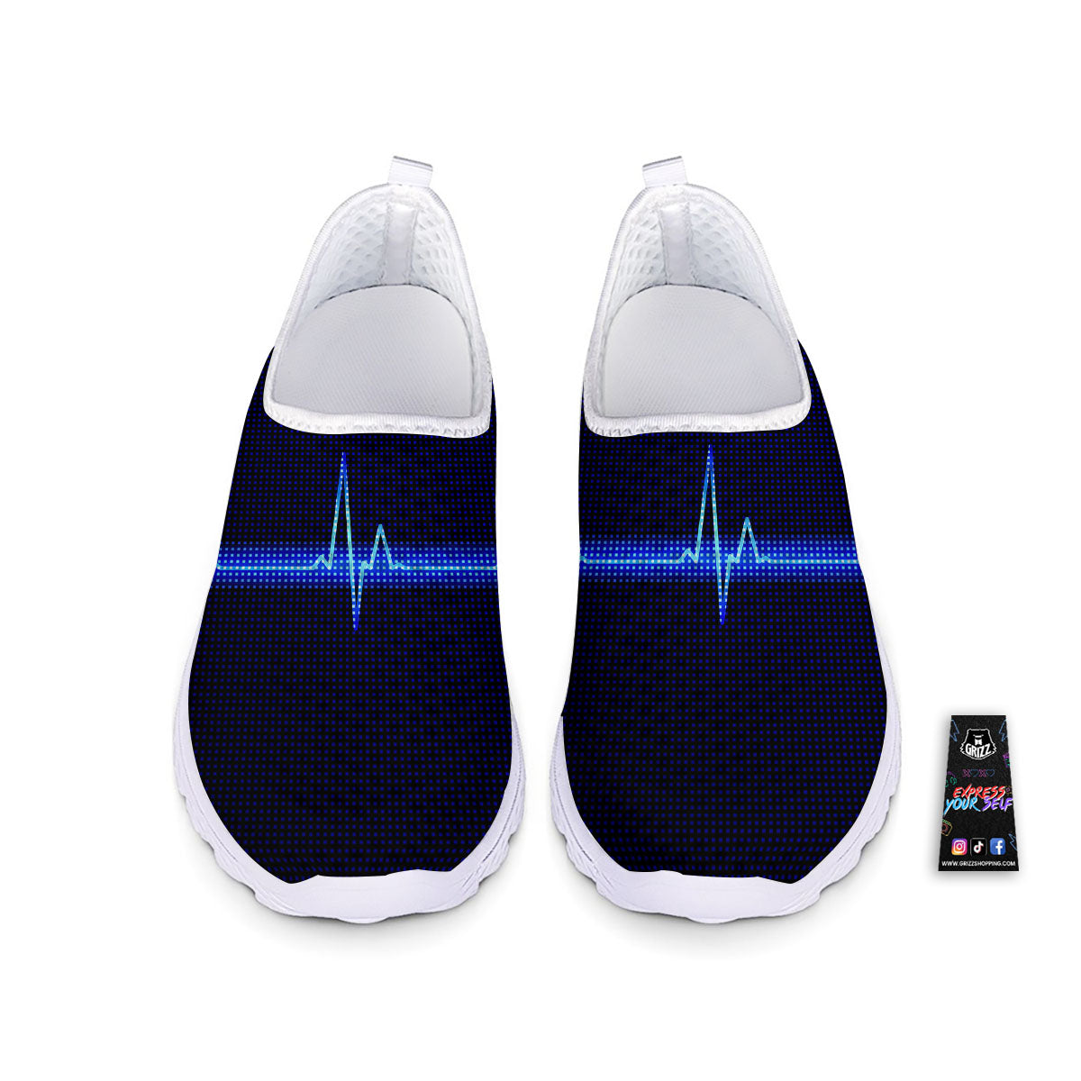 Electrocardiogram Heartbeat Print Nurse Shoes-grizzshop
