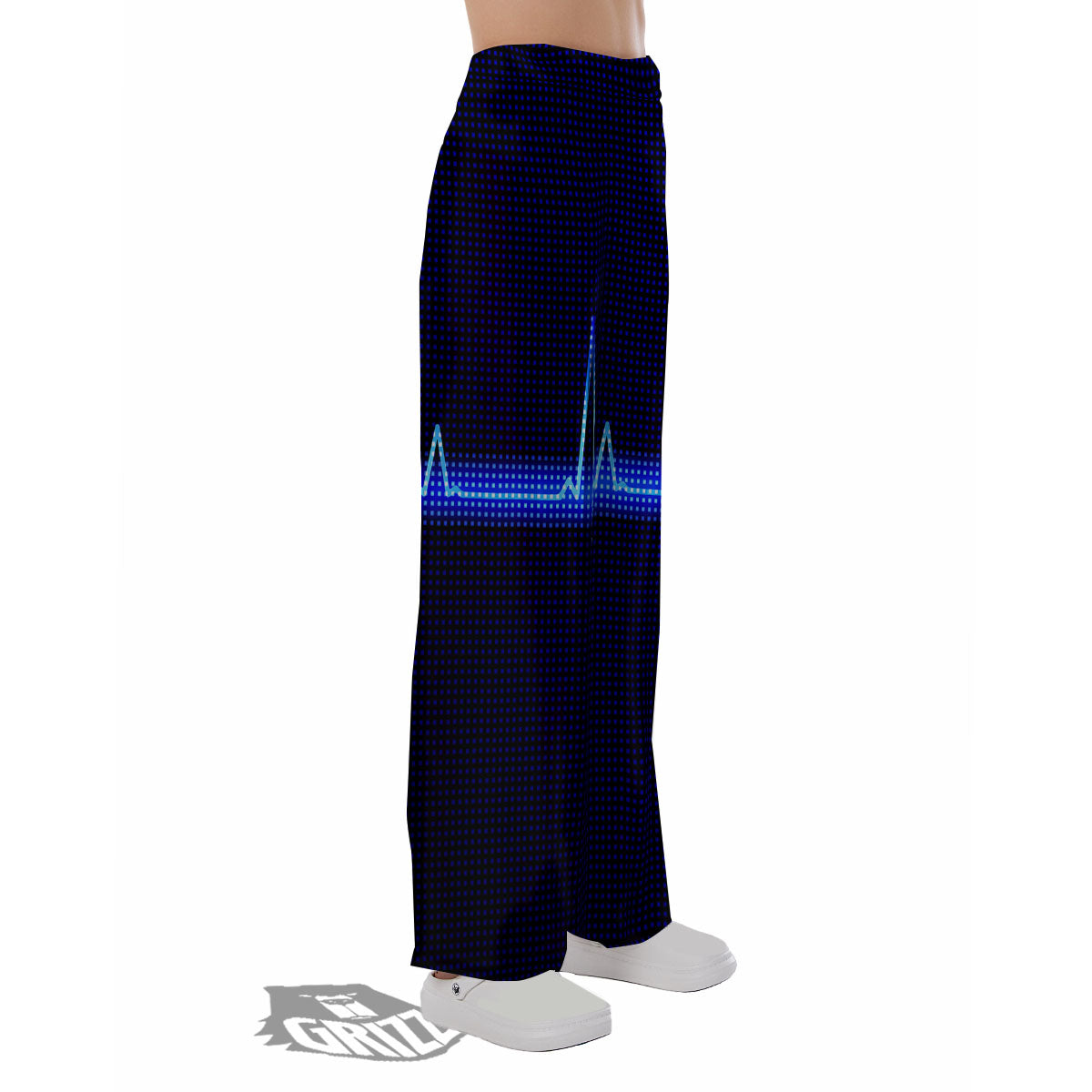 Electrocardiogram Heartbeat Print Pajama Pants-grizzshop