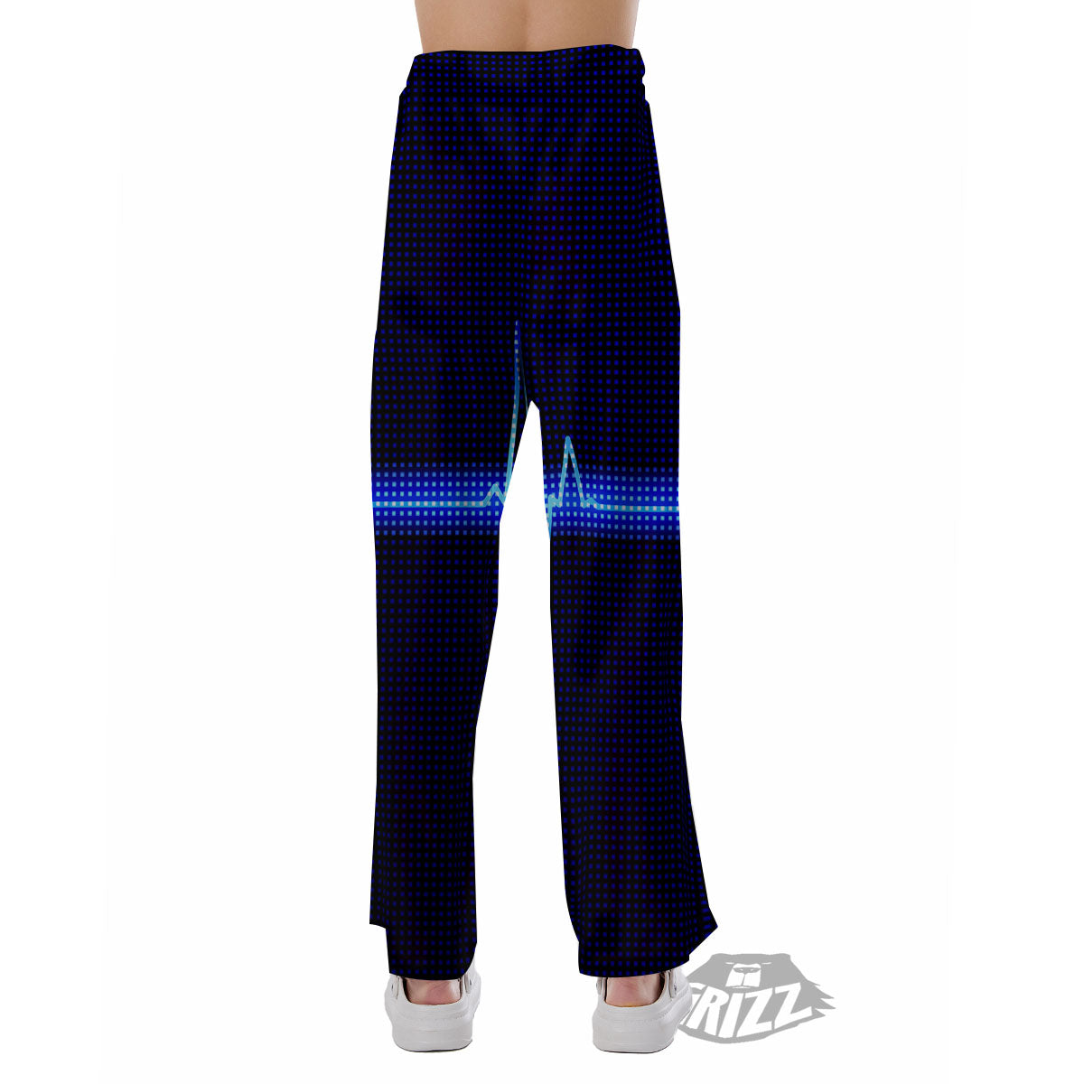 Electrocardiogram Heartbeat Print Pajama Pants-grizzshop