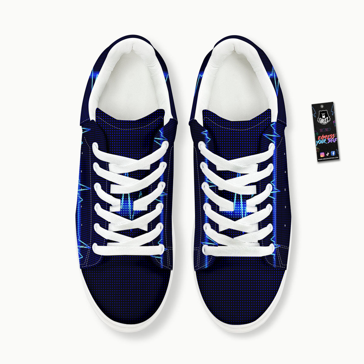 Electrocardiogram Heartbeat Print Platform Shoes-grizzshop