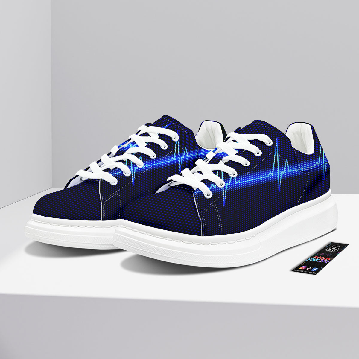 Electrocardiogram Heartbeat Print Platform Shoes-grizzshop