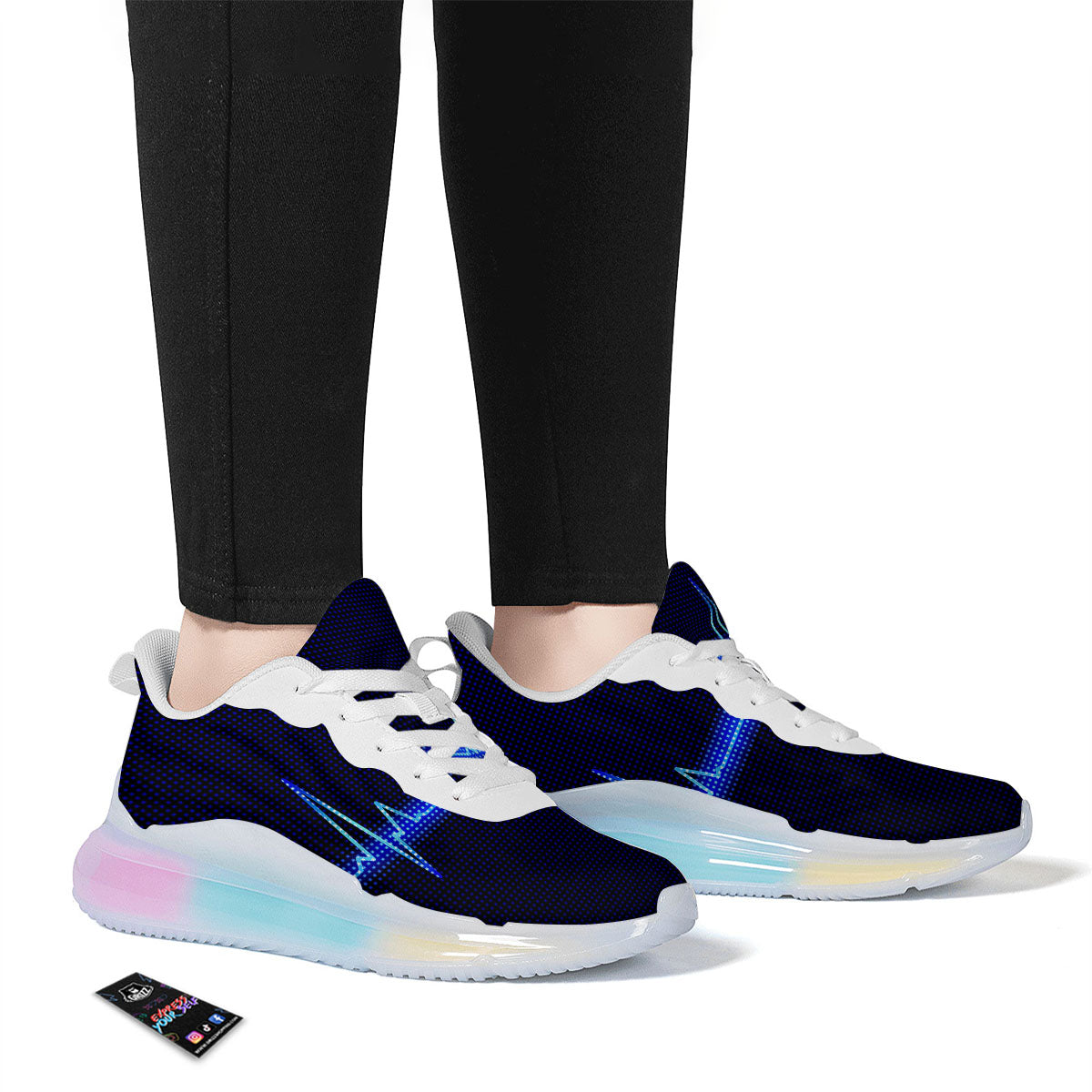 Electrocardiogram Heartbeat Print Running Sneakers-grizzshop