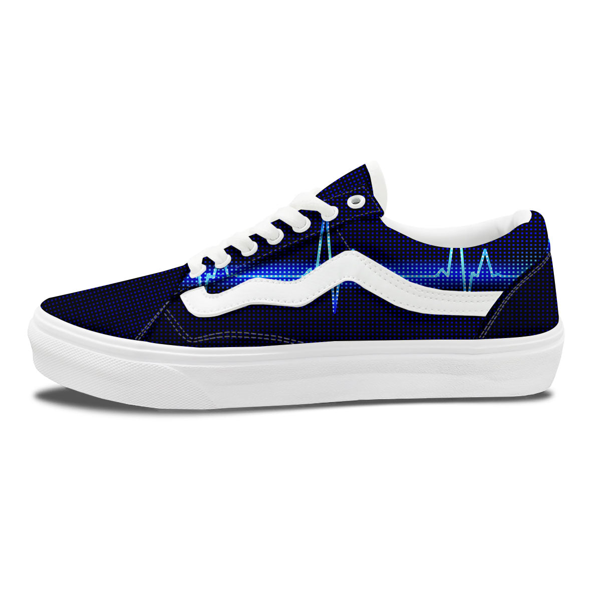 Electrocardiogram Heartbeat Print Skate Shoes-grizzshop