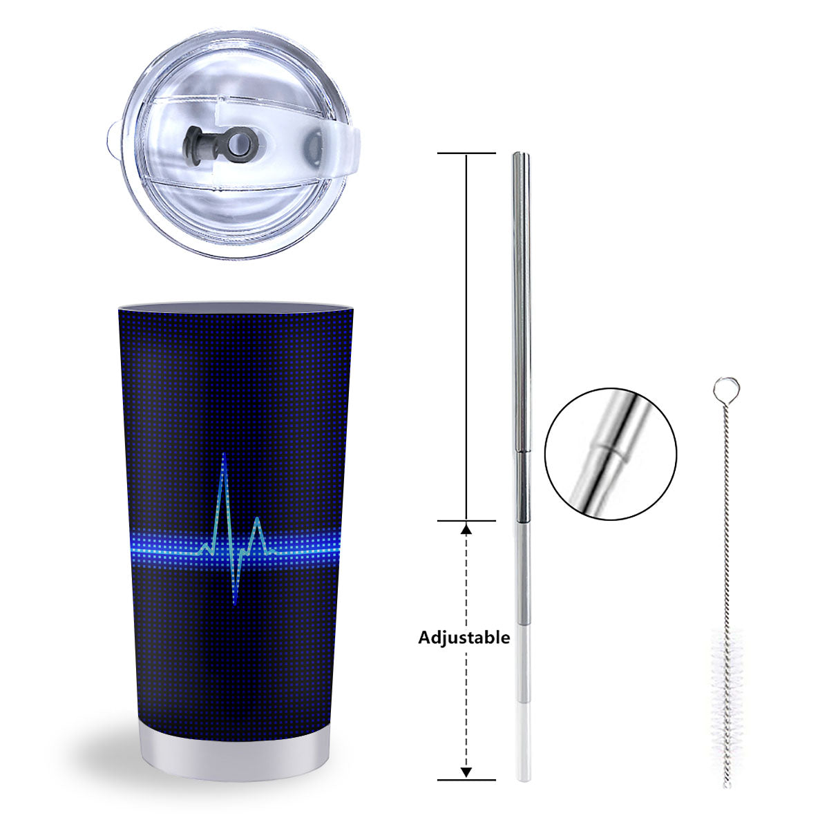 Electrocardiogram Heartbeat Print Tumbler-grizzshop