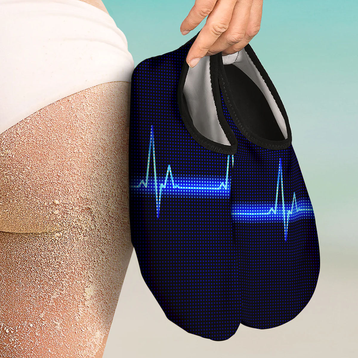 Electrocardiogram Heartbeat Print Water Shoes-grizzshop