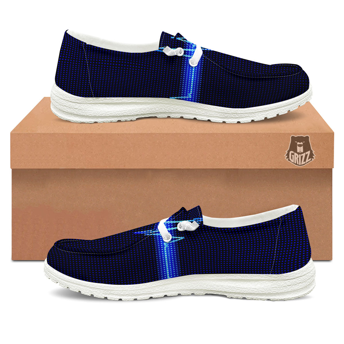 Electrocardiogram Heartbeat Print White Loafers-grizzshop