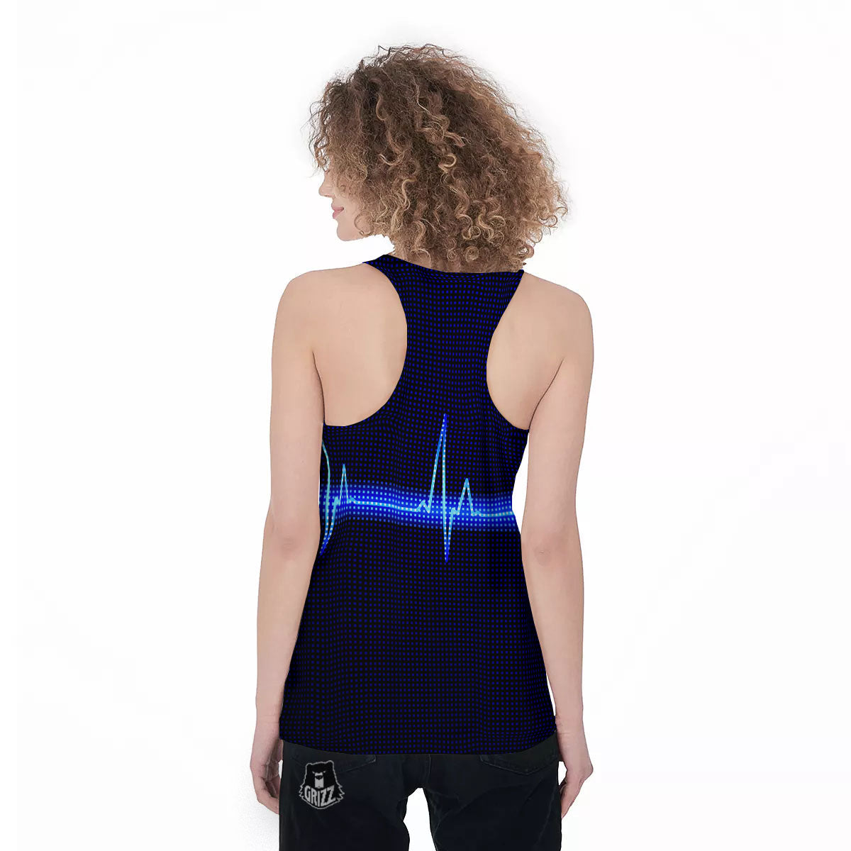 Electrocardiogram Heartbeat Print Women's Racerback Tank Top-grizzshop