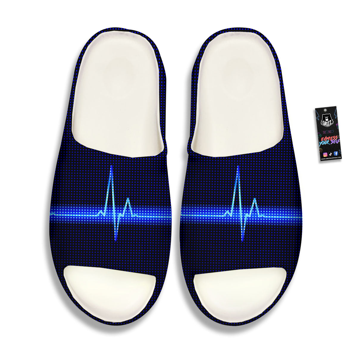 Electrocardiogram Heartbeat Print Sandals-grizzshop