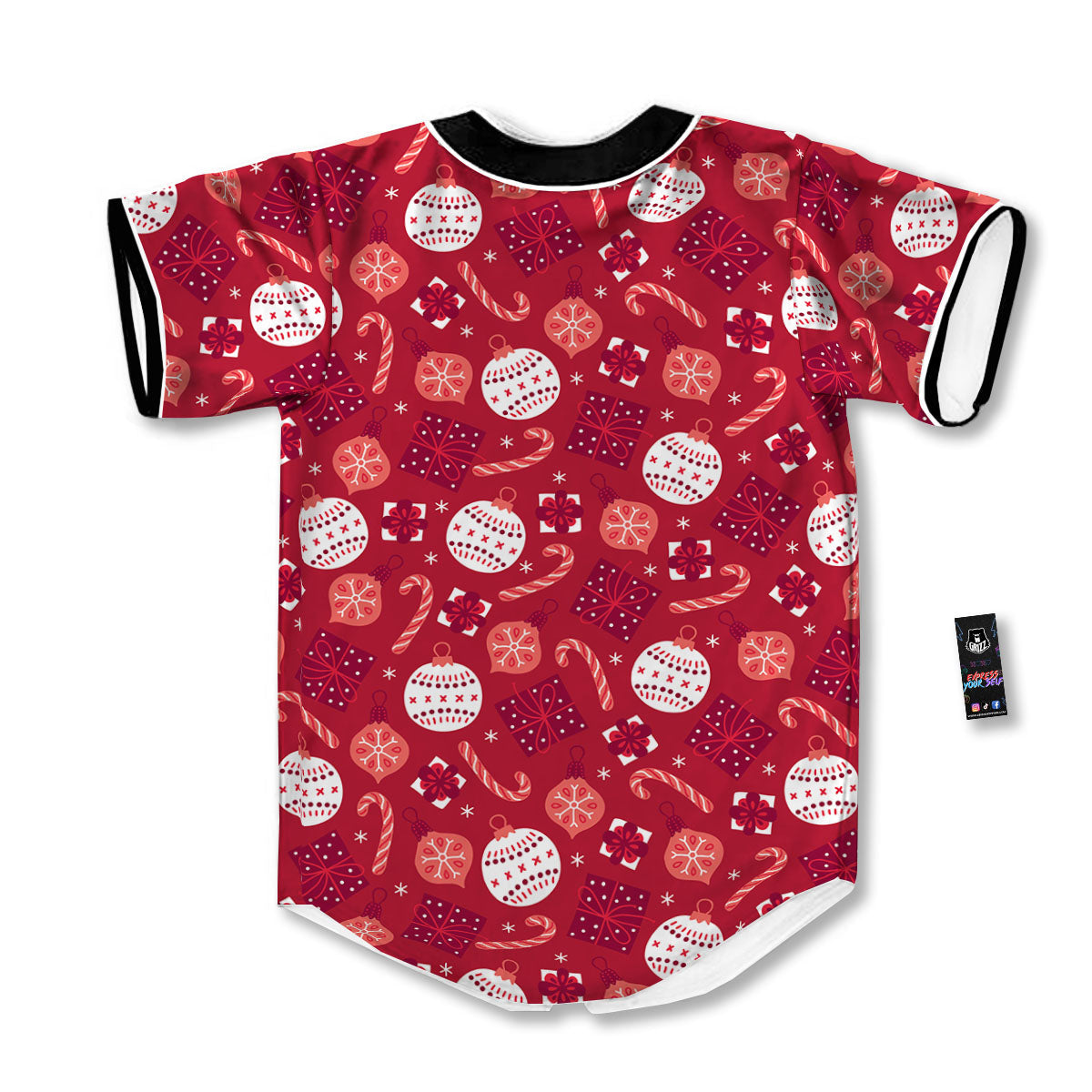 Elements Merry Christmas Print Pattern Baseball Jersey-grizzshop