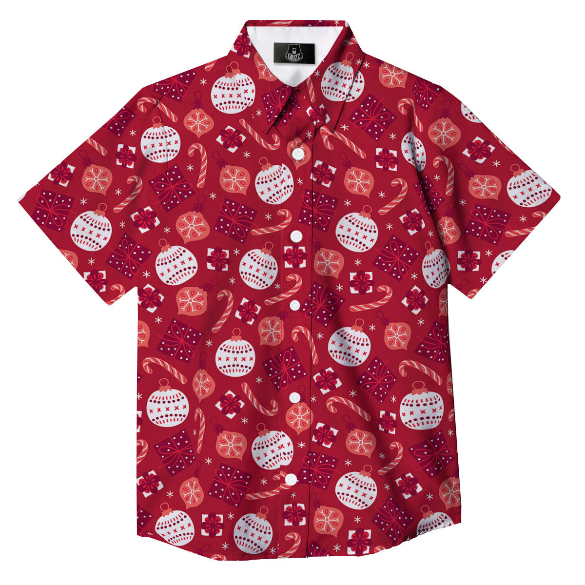 Elements Merry Christmas Print Pattern Button Up Shirt-grizzshop