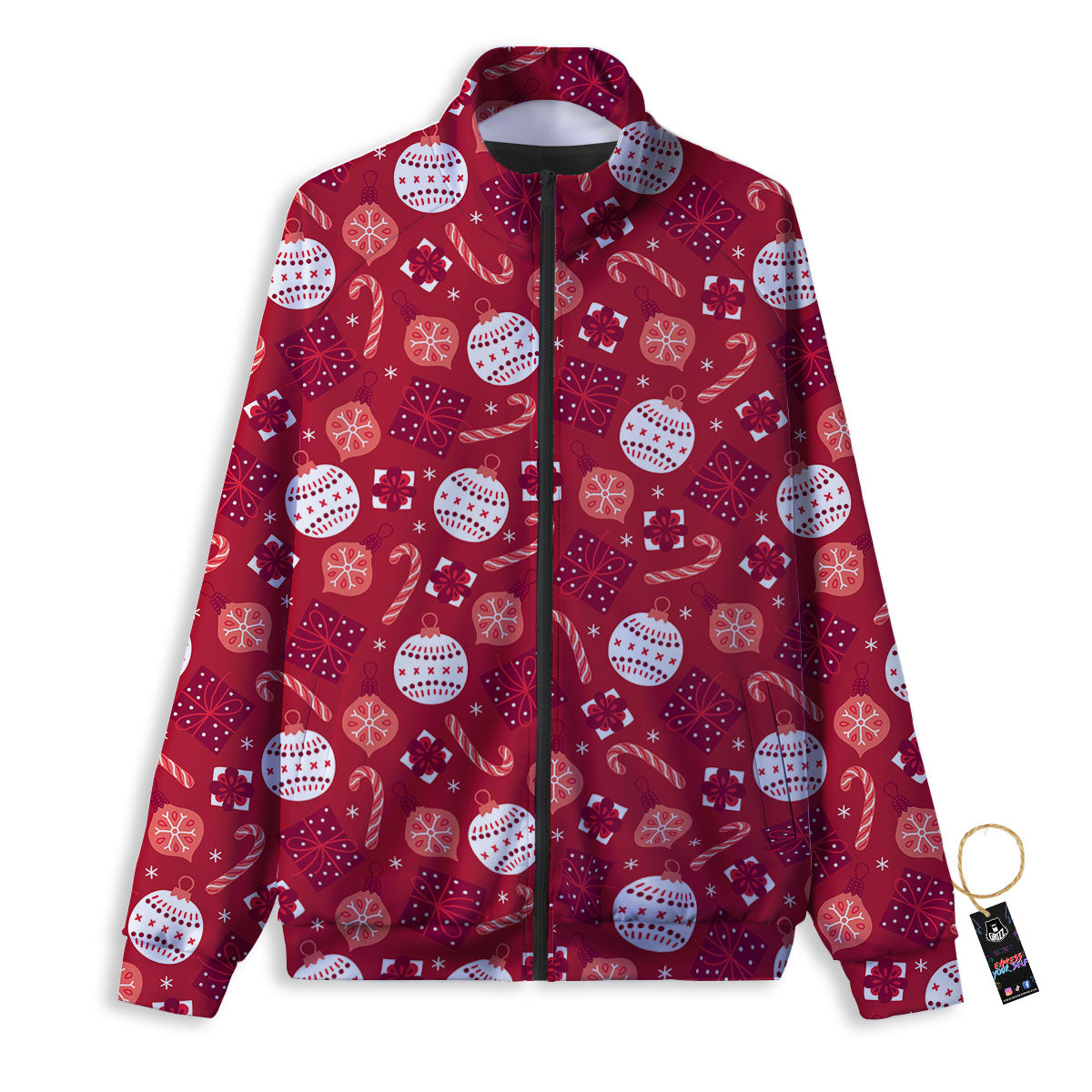 Elements Merry Christmas Print Pattern Track Jacket-grizzshop
