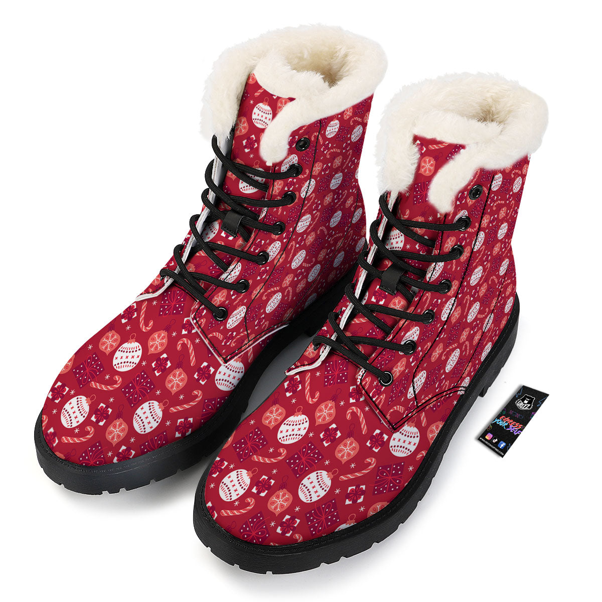Elements Merry Christmas Print Pattern Winter Boots-grizzshop