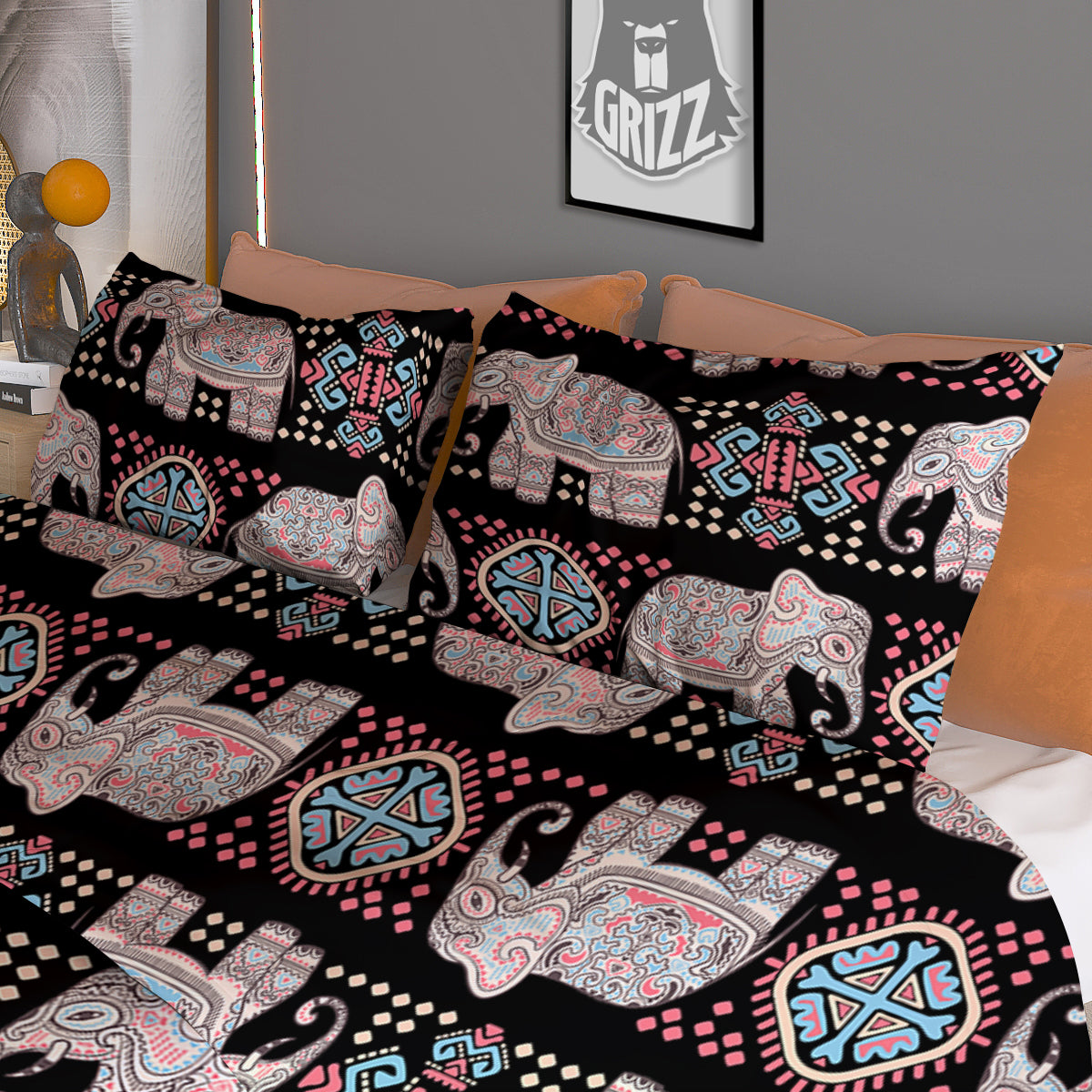 Elephant African Tribal Print Pattern Duvet Cover Bedding Set