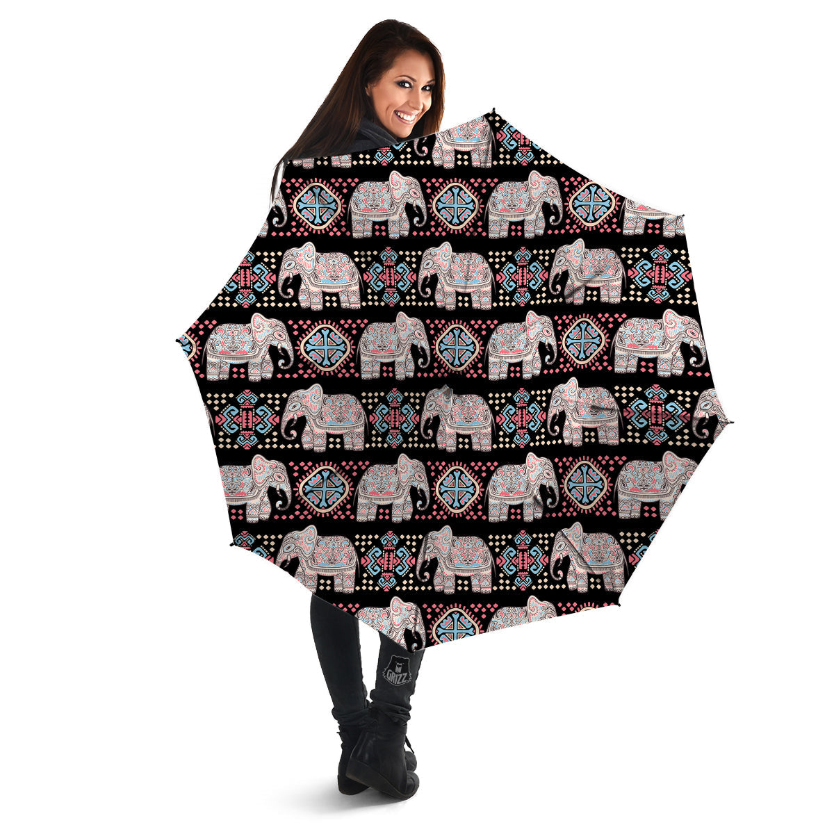 Elephant African Tribal Print Pattern Umbrella-grizzshop
