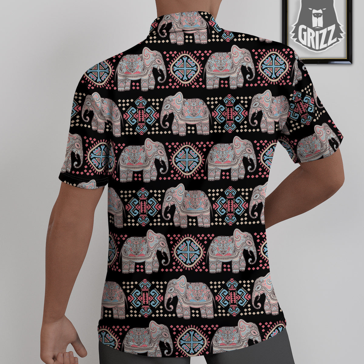 Elephant African Tribal Print Pattern Untucked Shirts-grizzshop