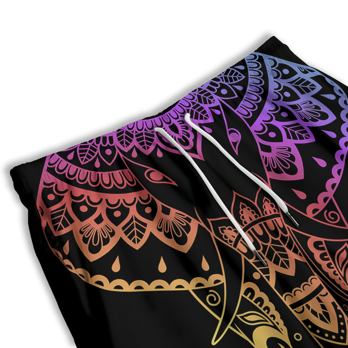 Elephant Black Rainbow Indian Print Men's Athletic Shorts