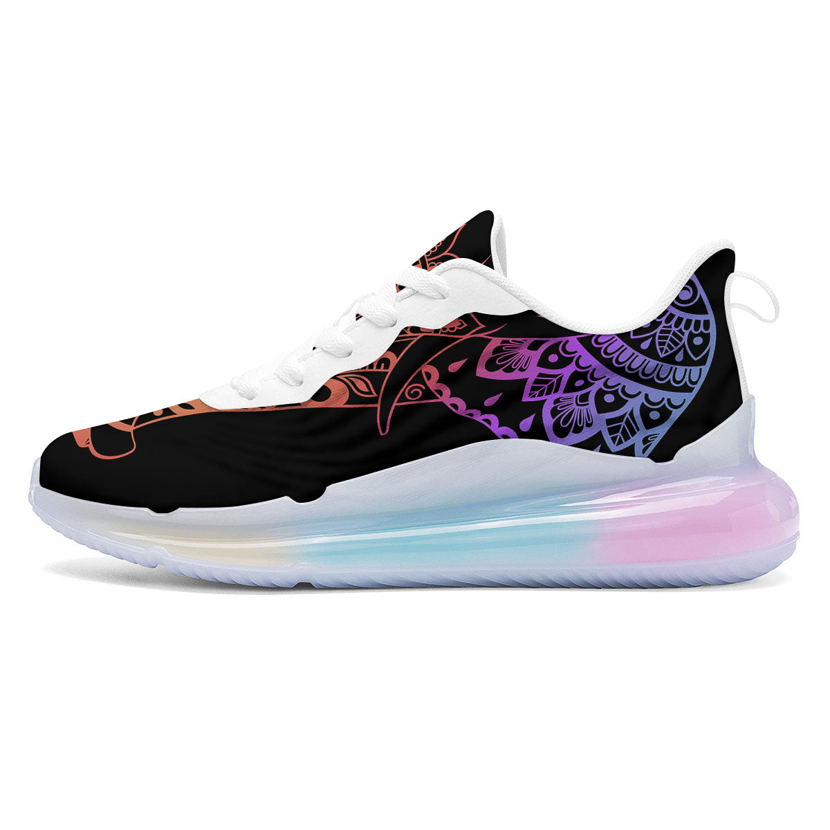 Elephant Black Rainbow Indian Print Running Sneakers-grizzshop