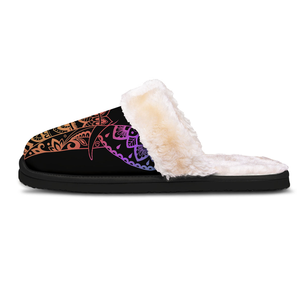 Elephant Black Rainbow Indian Print Slippers-grizzshop